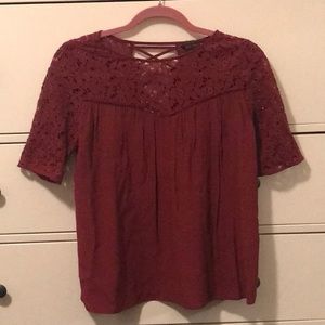 Zara Burgundy Lace Top